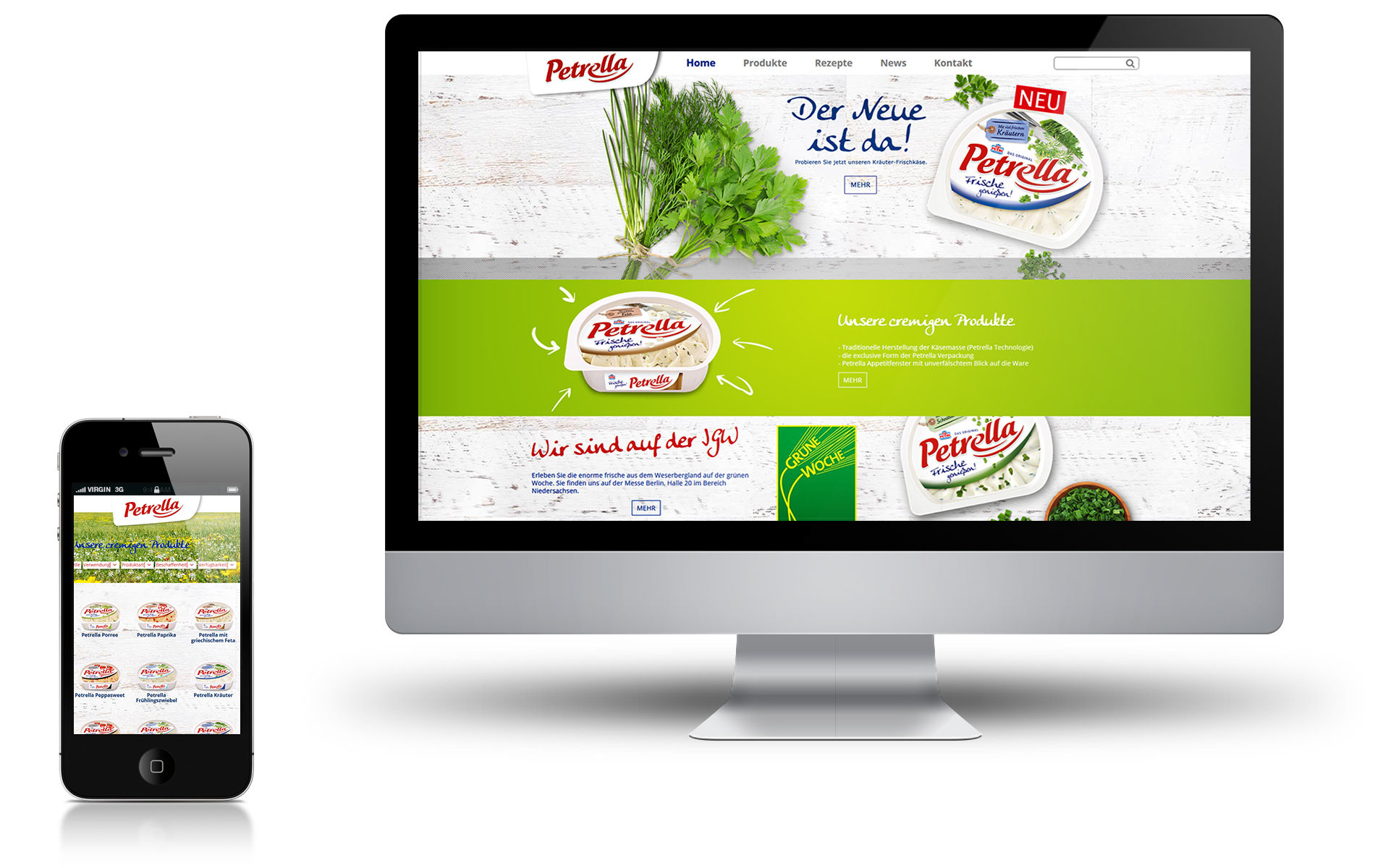 Die neue Website der Frischkäsemarke Petrella